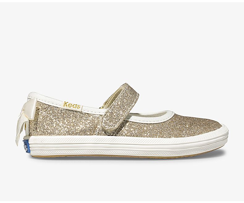 Keds Kid's X Kate Spade New York Sloane Mj Glitter Gold Mary Janes Shoes - AK1749085